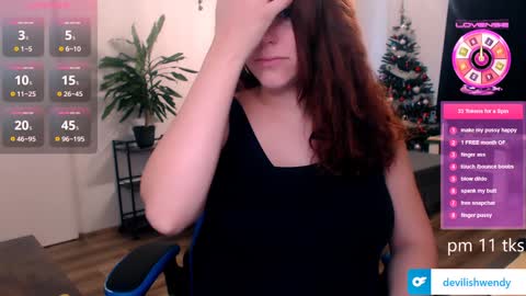 Snapshot of devilishwendy chatting on 01-04-25, 10:38 Wendyin pvt all from tipmenu free except anal and big dildo online show from 01-04-25, 10:38