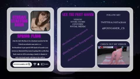 Snapshot of foxy_gamer chatting on 05-15-26, 01:12 Lex Vive foxygamer cb online show from 05-15-26, 01:12