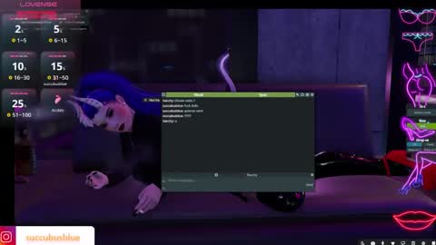 Snapshot of little_doll25 chatting on 02-16-25, 01:25 Succubus Blue online show from 02-16-25, 01:25